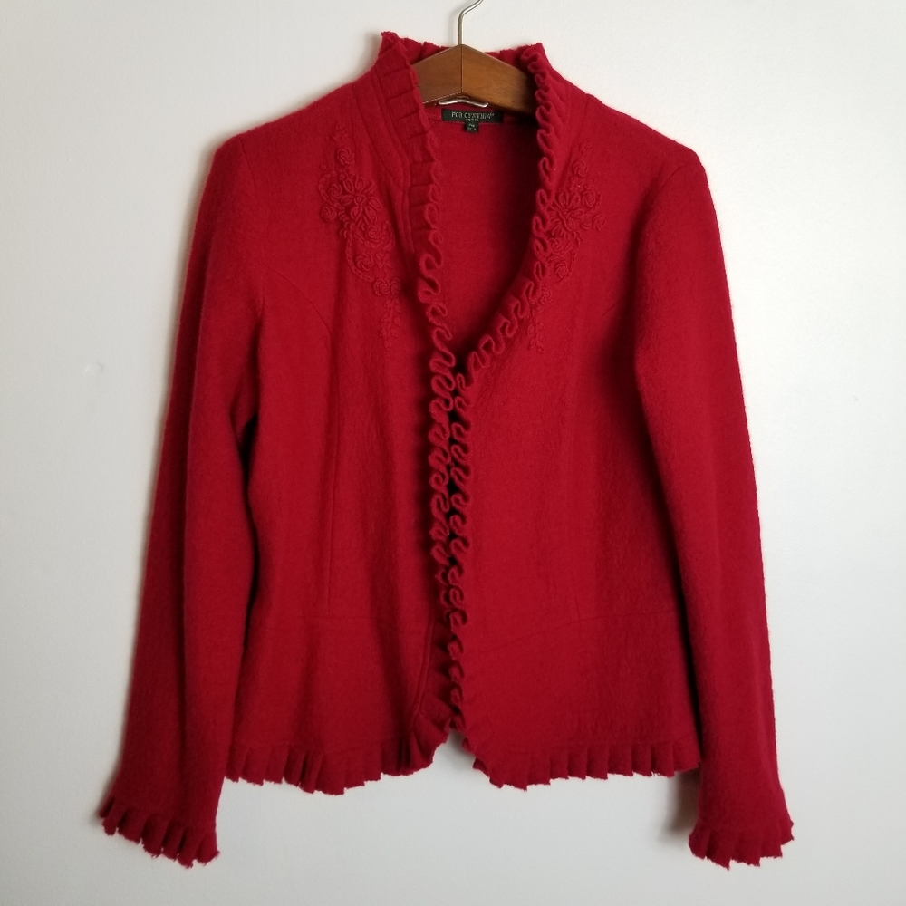For Cynthia Wool Cardigan Button Up Sweater Jacket